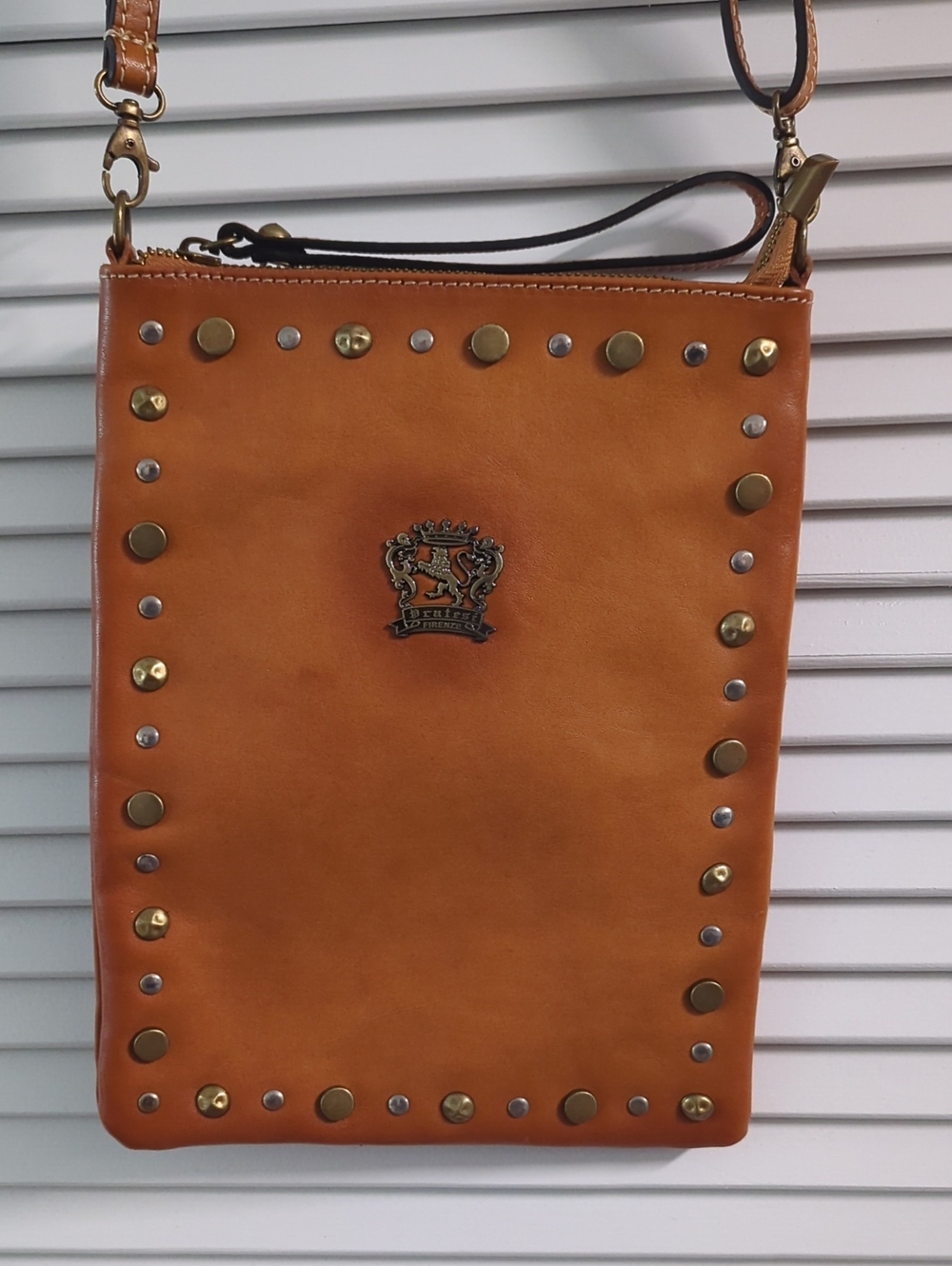 Pratesi Firenze made in Italy leather studdedcrossbody or wristlet + dust bag